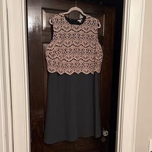 Halogen Black Midi Dress with Pink Lace Top